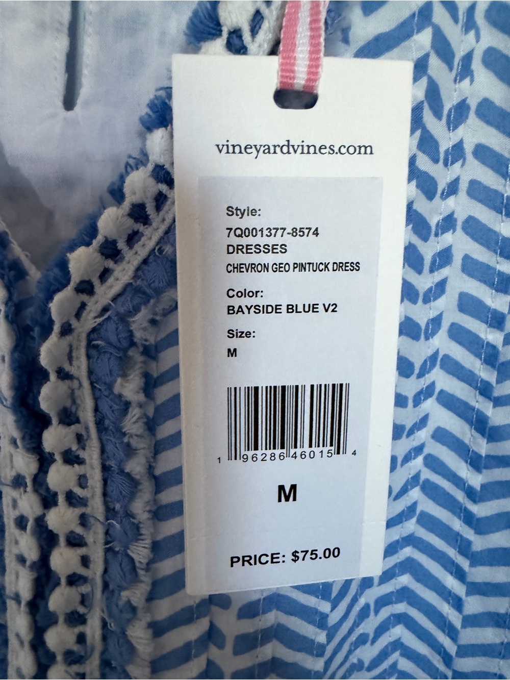 Vineyard Vines Girl’s Chevron Fringe Pintuck Dress Medium NWT - Picture 5 of 5